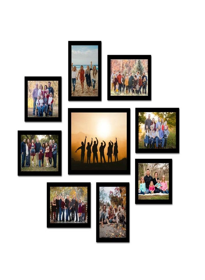 i2 Frames 9 Individual Wall Hanging Collage Photo Frames Black with 8x10, 5x7,and 5x5 Inches - Image 1